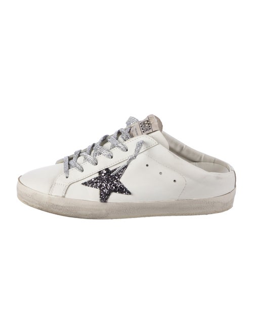 Golden Goose Leather Glitter Accents Sneakers