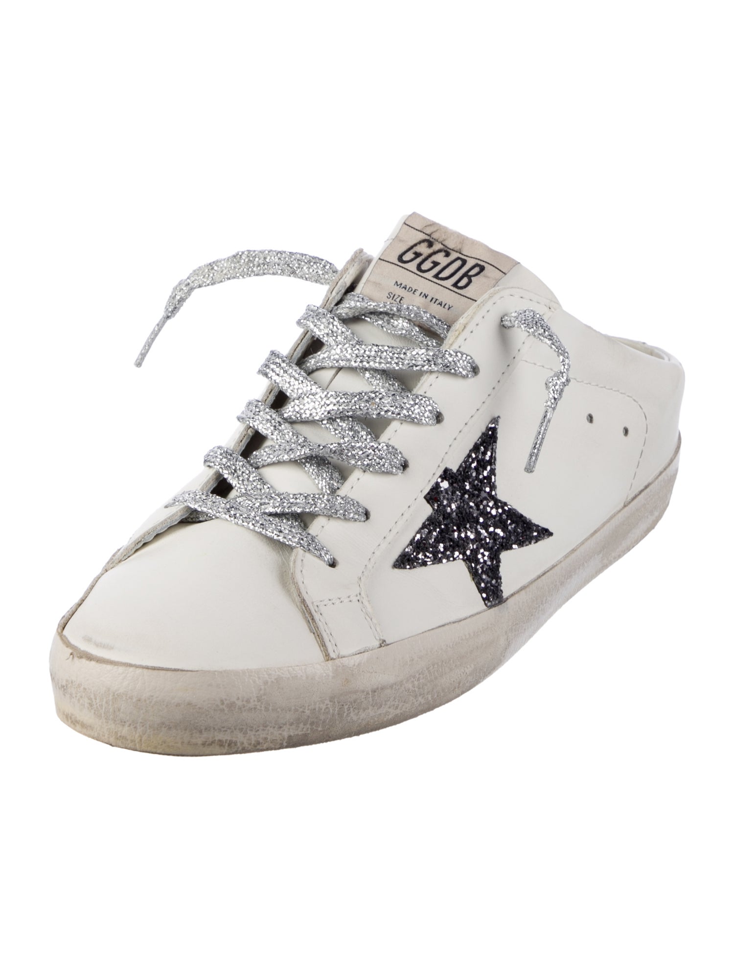 Golden Goose Leather Glitter Accents Sneakers