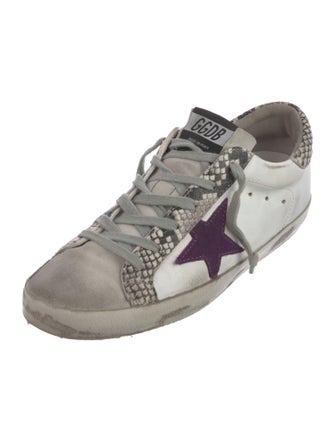 Golden Goose Leather Animal Print Sneakers