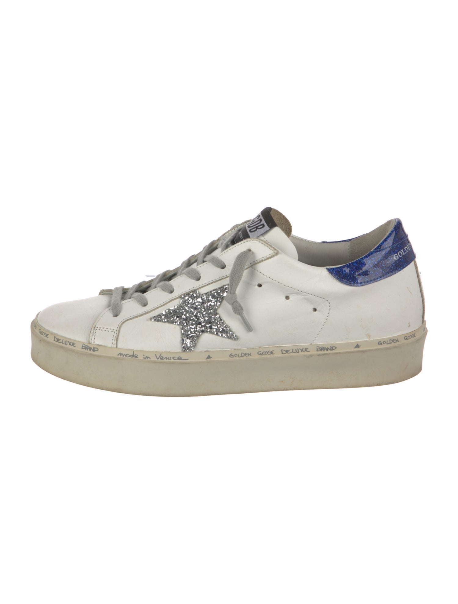 Golden Goose Leather Glitter Accents Sneakers