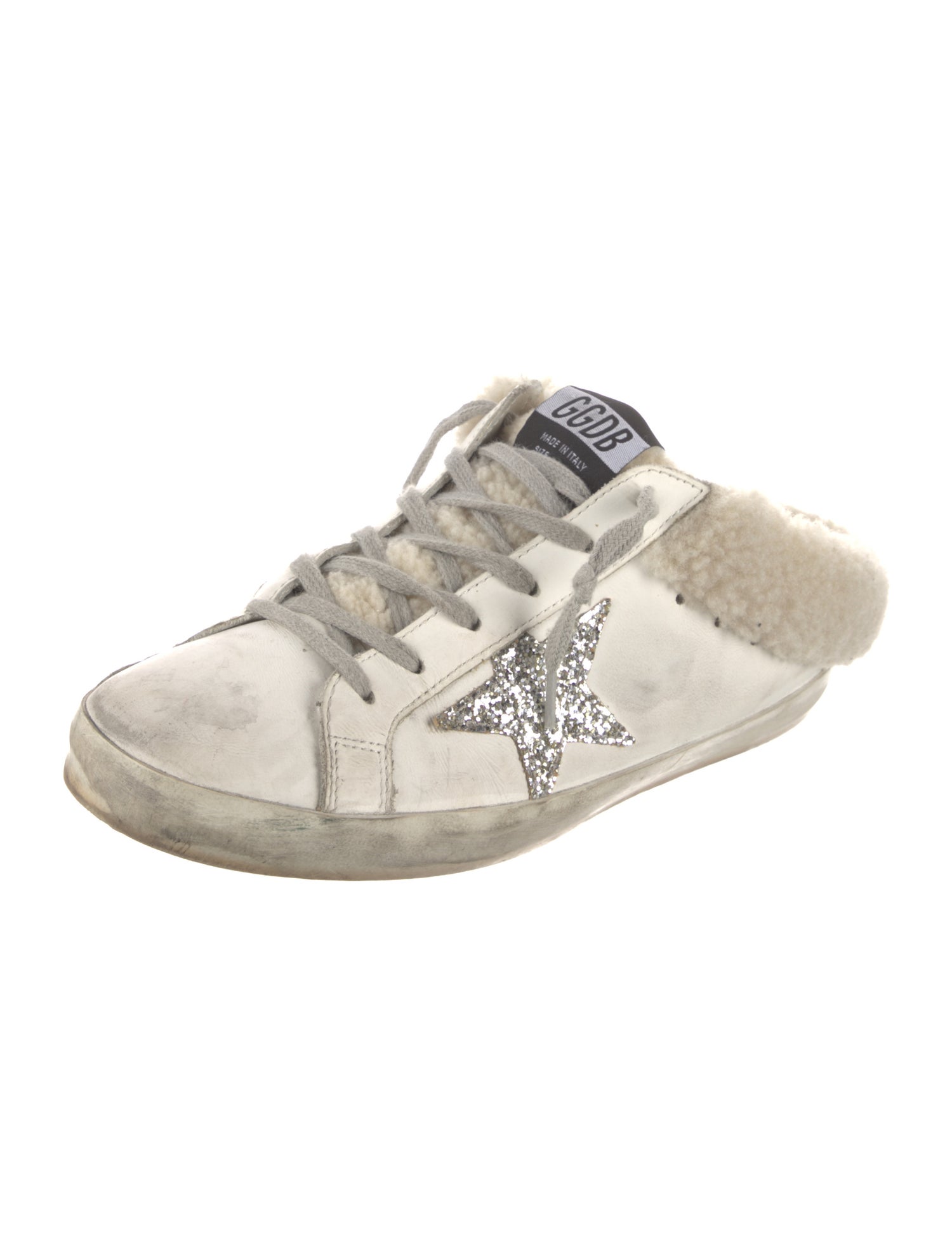 Golden Goose Leather Glitter Accents Sneakers