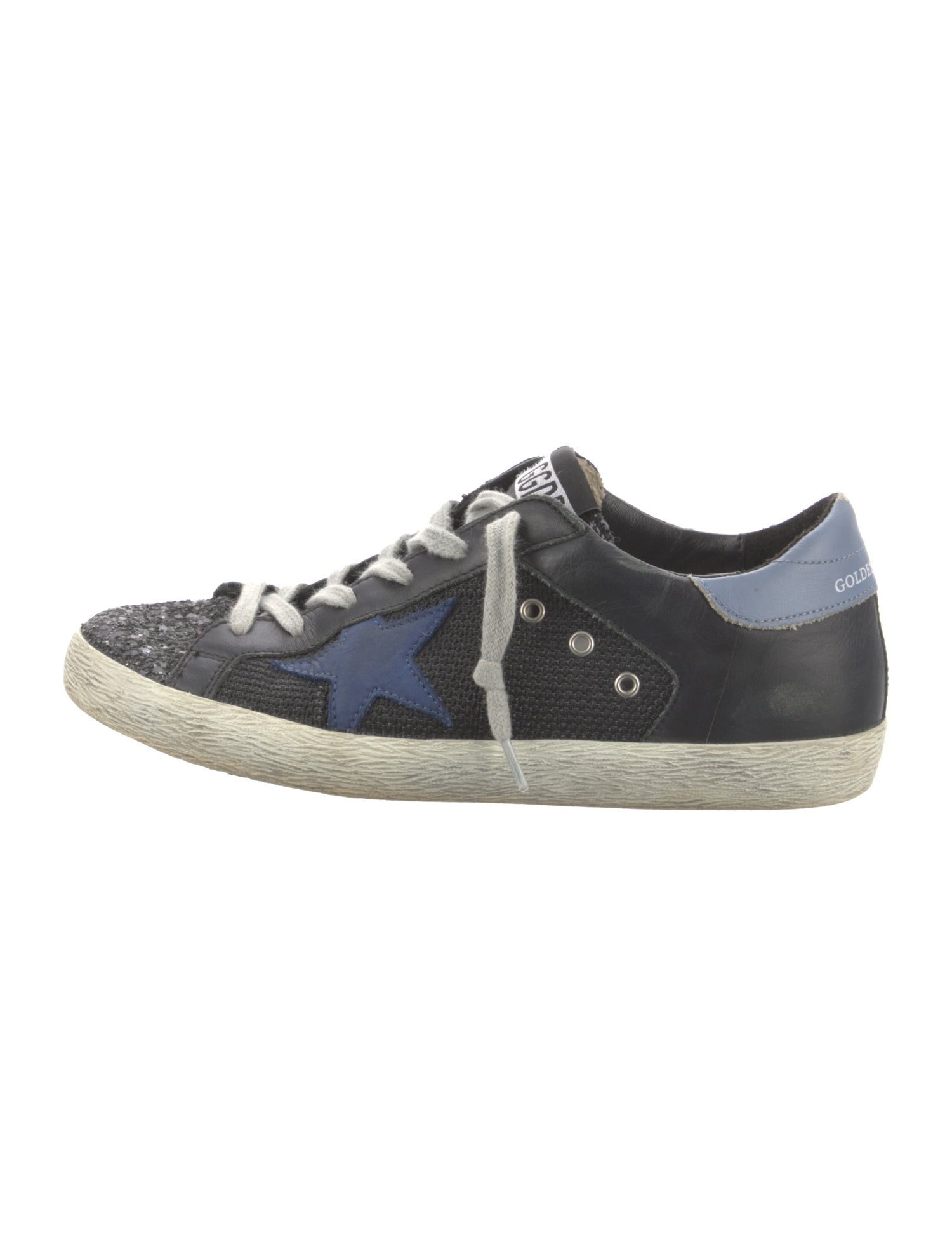 Golden Goose Leather Glitter Accents Sneakers