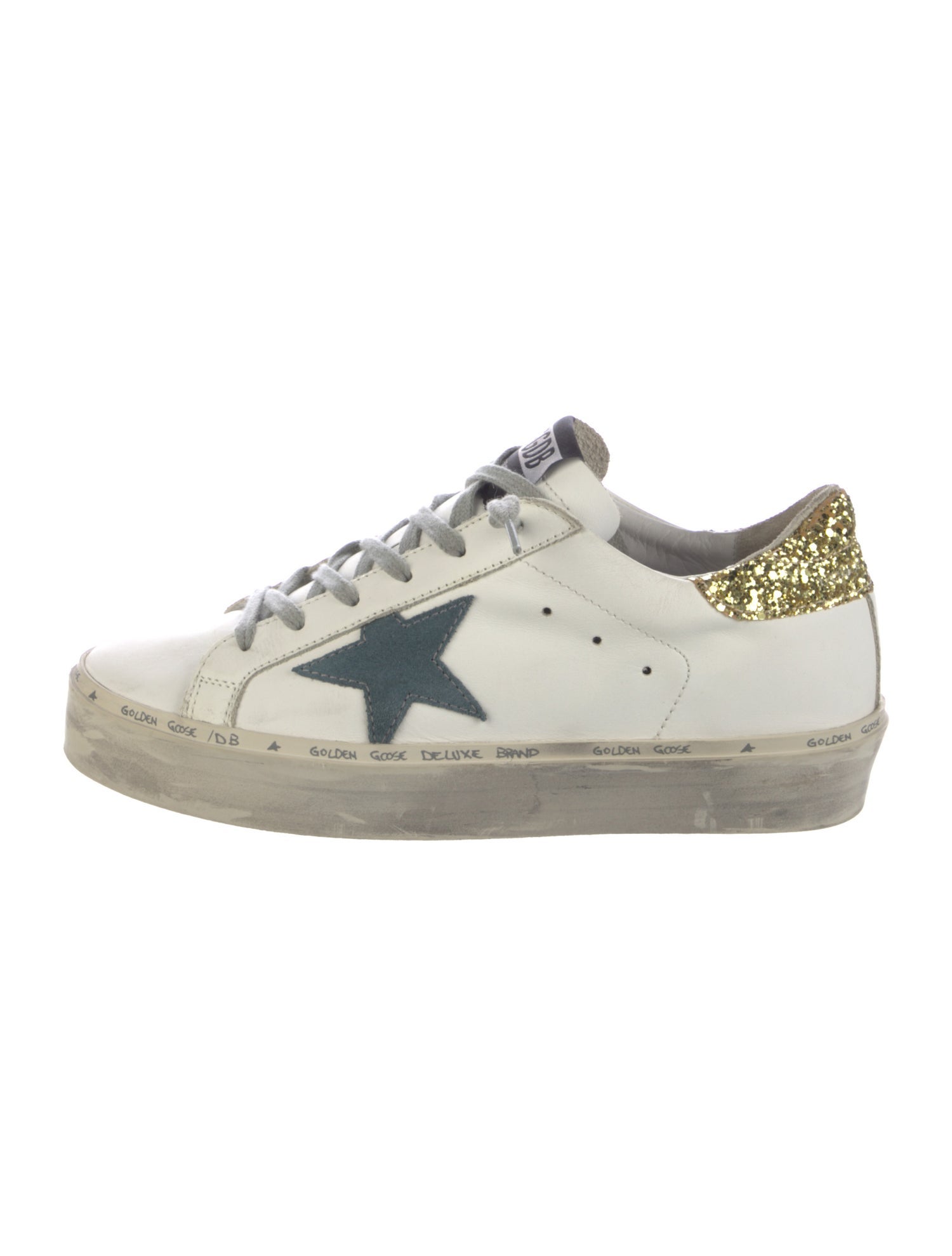 Golden Goose Leather Glitter Accents Sneakers