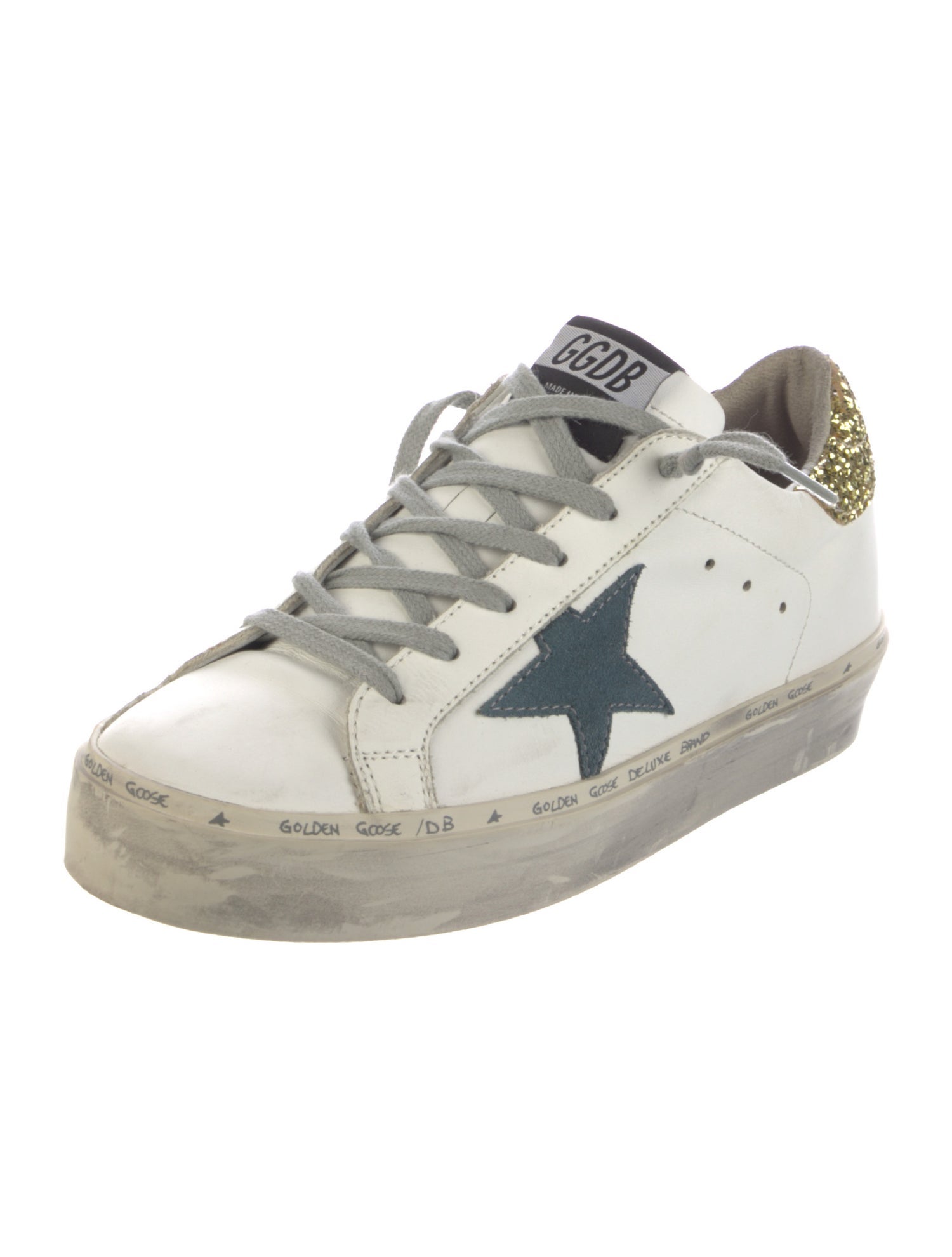 Golden Goose Leather Glitter Accents Sneakers