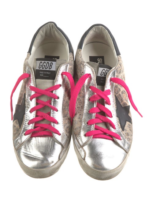 Golden Goose Leather Animal Print Sneakers