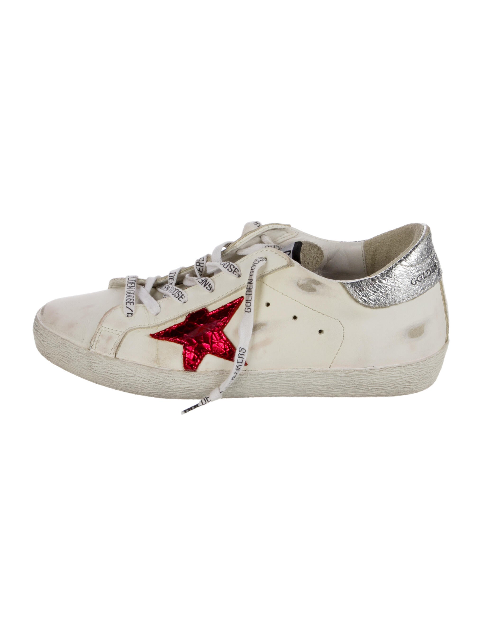 Golden Goose Leather Glitter Accents Sneakers