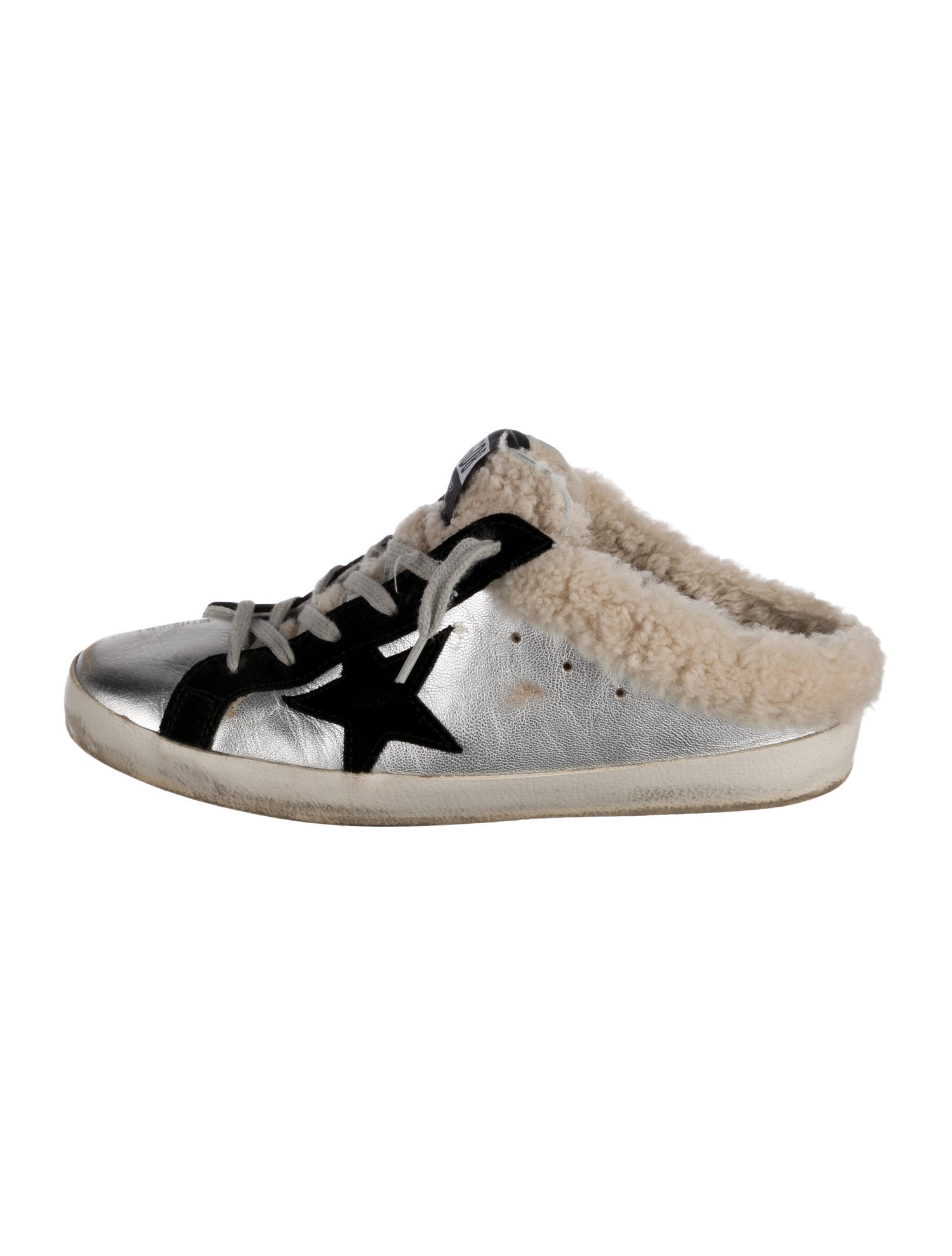 Golden Goose Leather Colorblock Pattern Mules