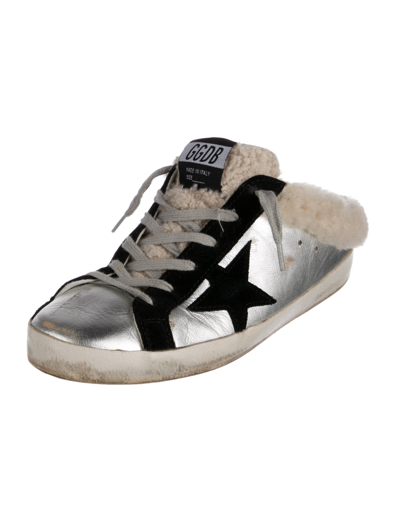 Golden Goose Leather Colorblock Pattern Mules