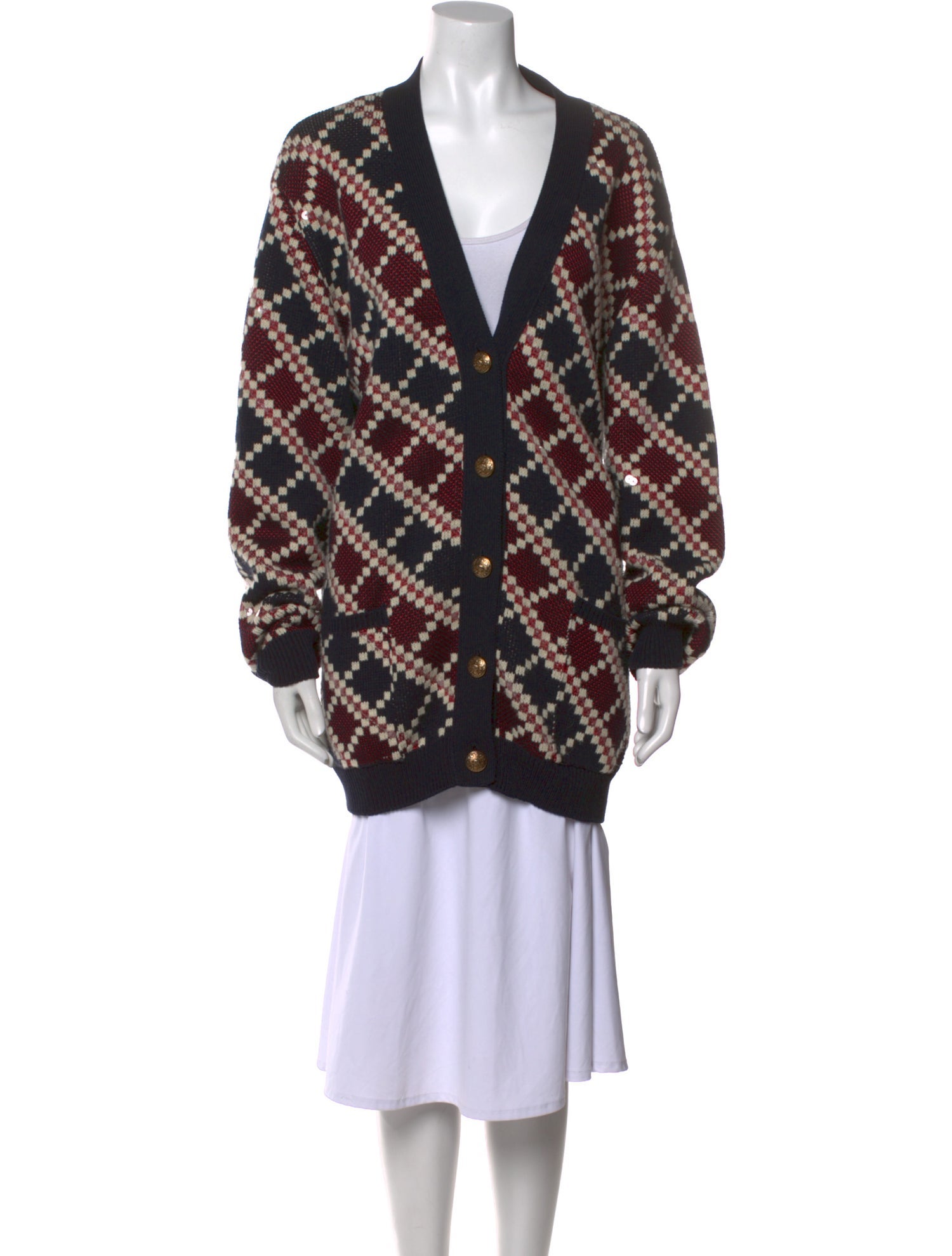 Golden Goose Plaid Print V-Neck Sweater