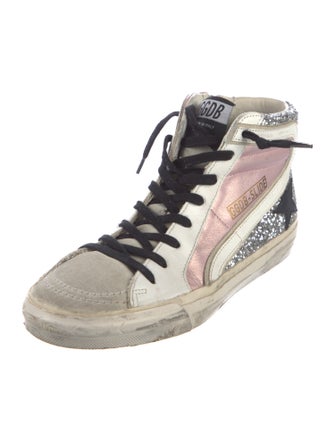 Golden Goose Leather Colorblock Pattern Sneakers