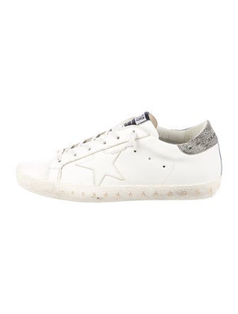 Golden Goose Leather Glitter Accents Sneakers