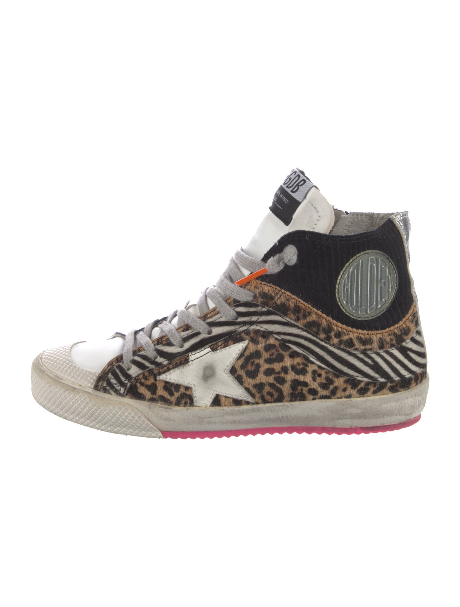 Golden Goose Ponyhair Animal Print Sneakers