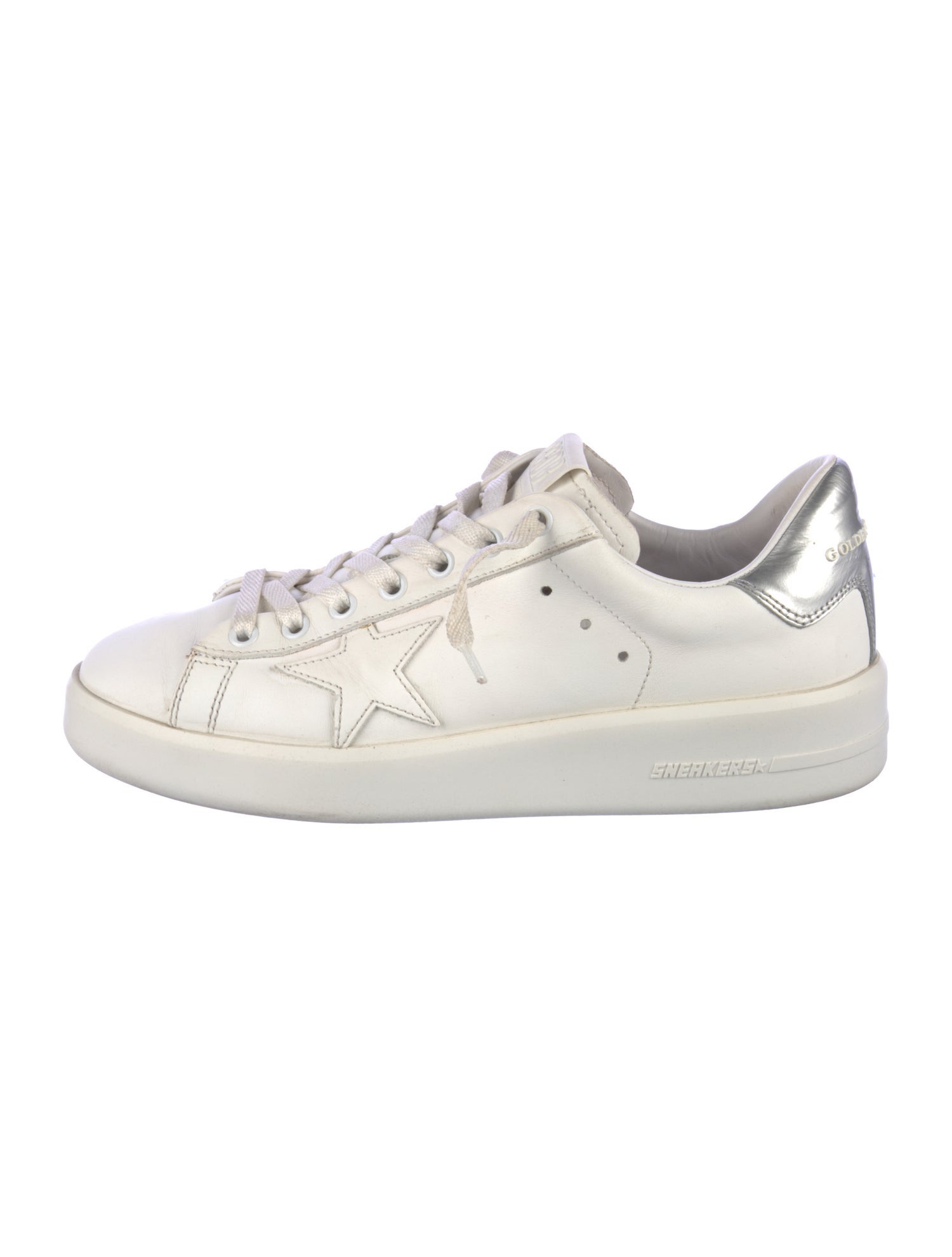 Golden Goose Leather Glitter Accents Sneakers