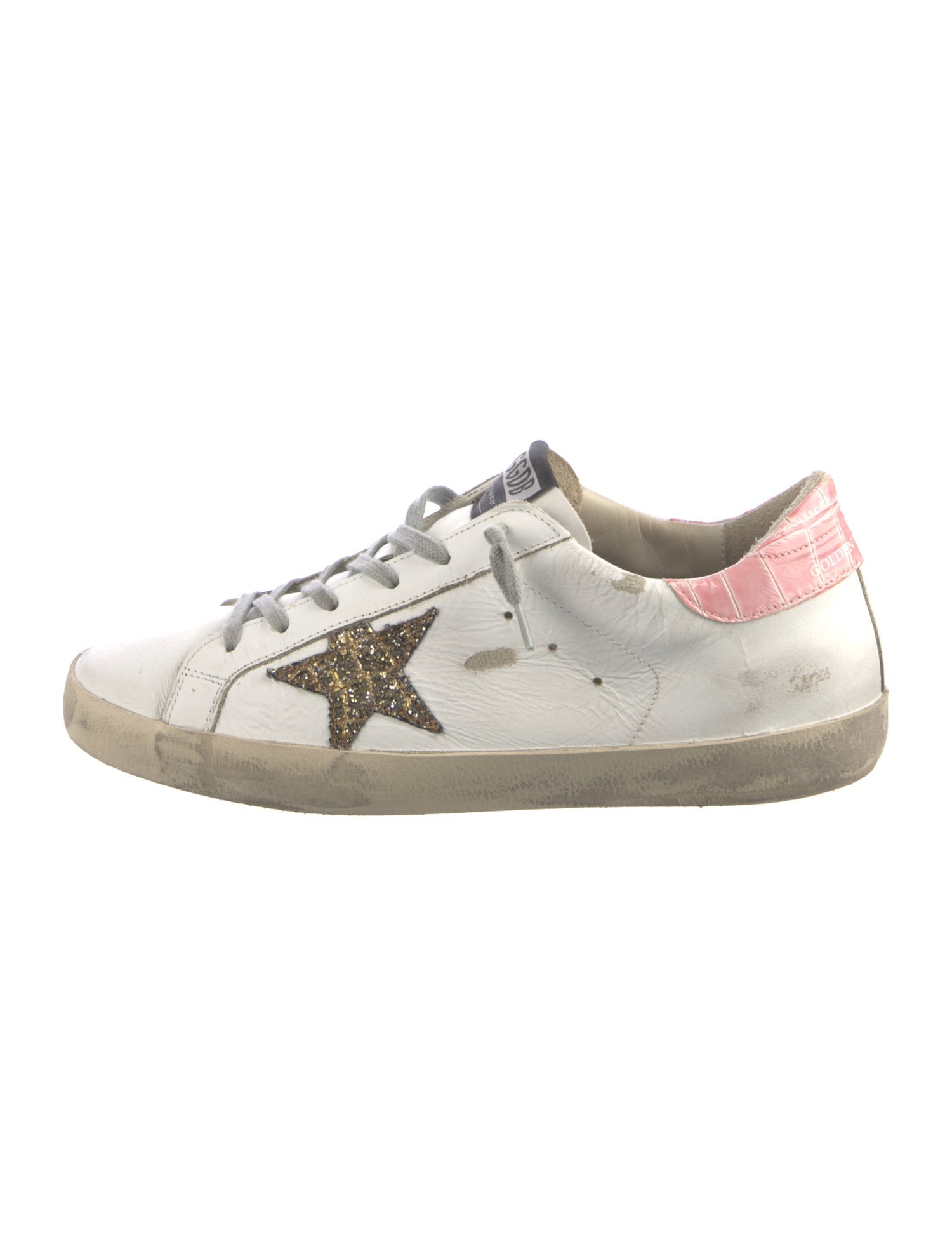 Golden Goose Leather Glitter Accents Sneakers