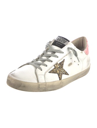 Golden Goose Leather Glitter Accents Sneakers