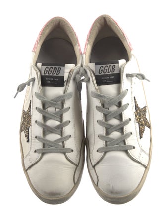 Golden Goose Leather Glitter Accents Sneakers