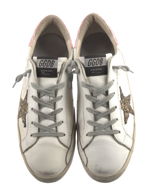 Golden Goose Leather Glitter Accents Sneakers