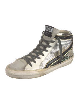 Golden Goose Leather Colorblock Pattern Sneakers