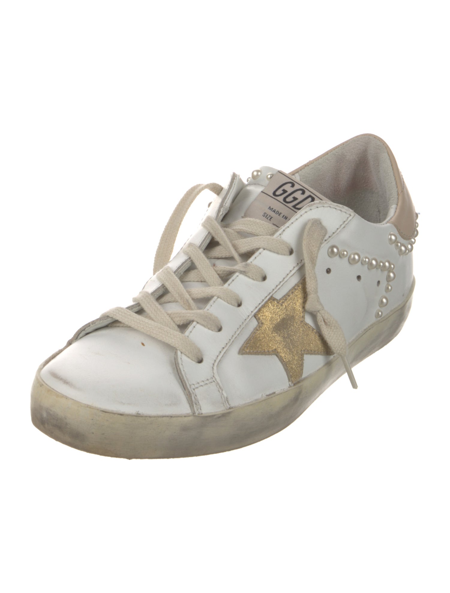 Golden Goose Faux Pearl Accents Leather Sneakers