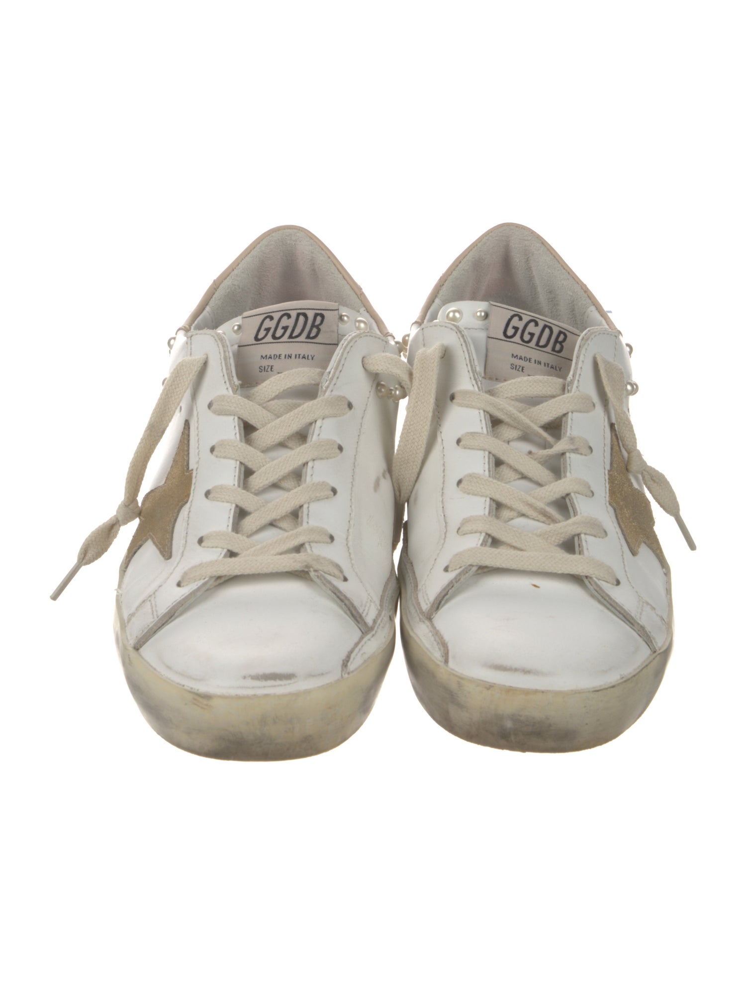 Golden Goose Faux Pearl Accents Leather Sneakers