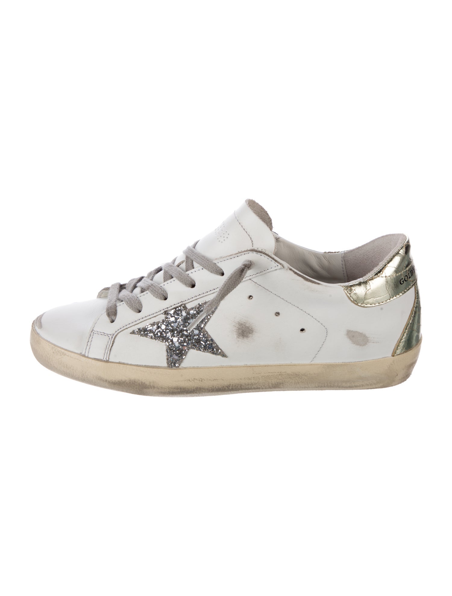 Golden Goose Leather Glitter Accents Sneakers