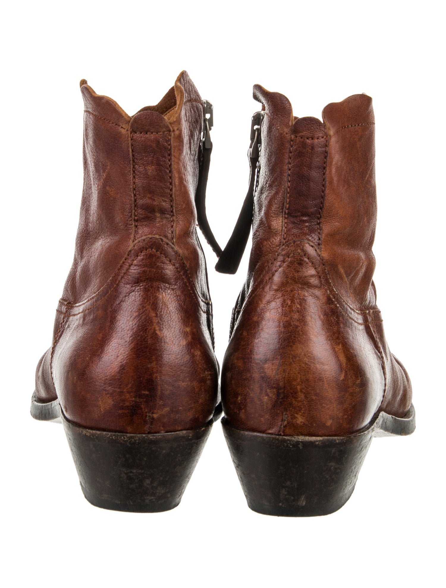 Golden Goose Leather Distressed Accents Western Boots