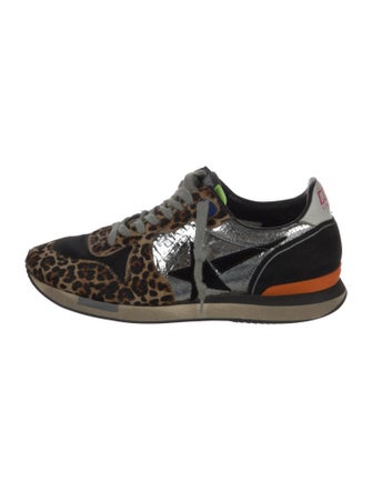 Golden Goose Ponyhair Animal Print Athletic Sneakers