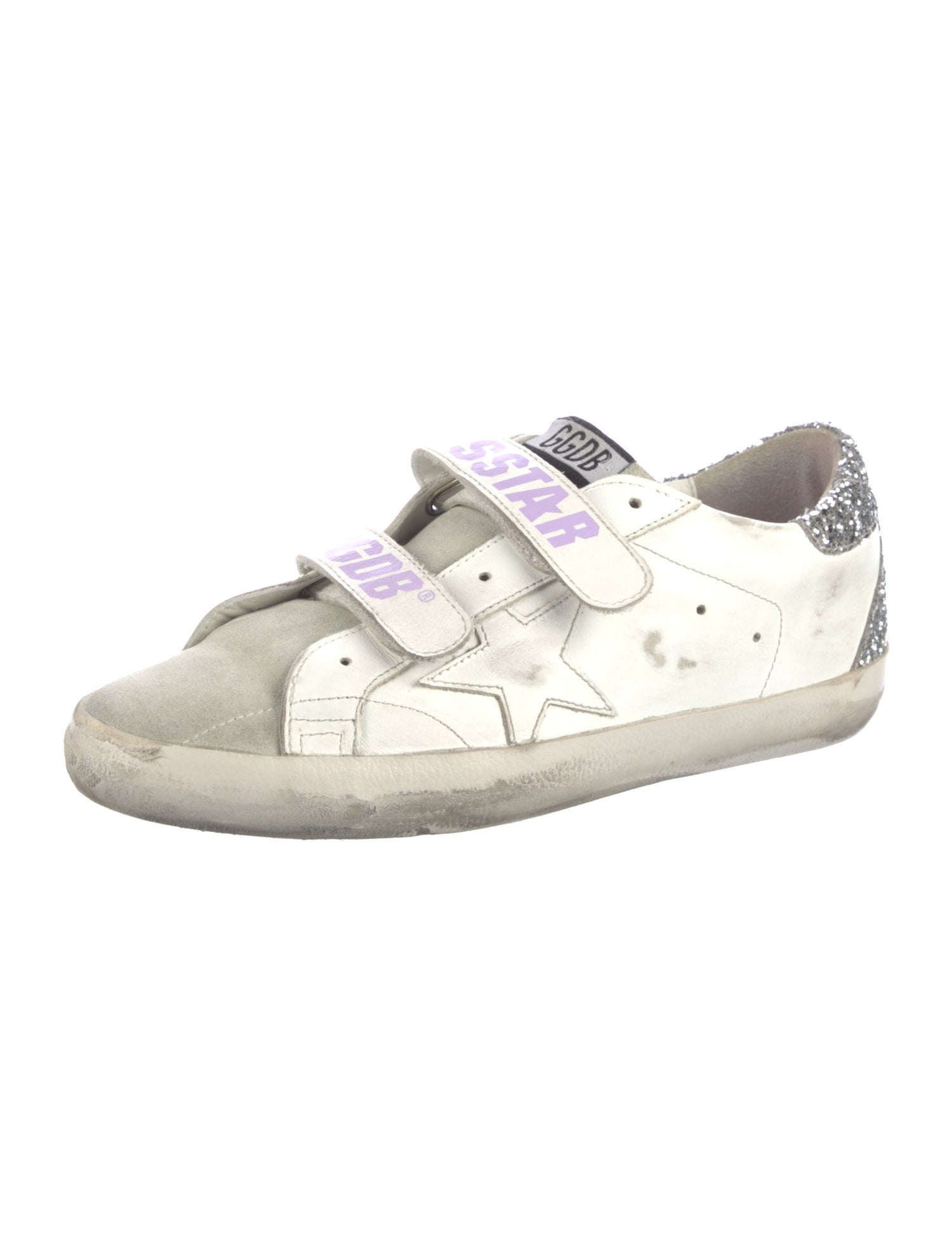 Golden Goose Leather Glitter Accents Sneakers