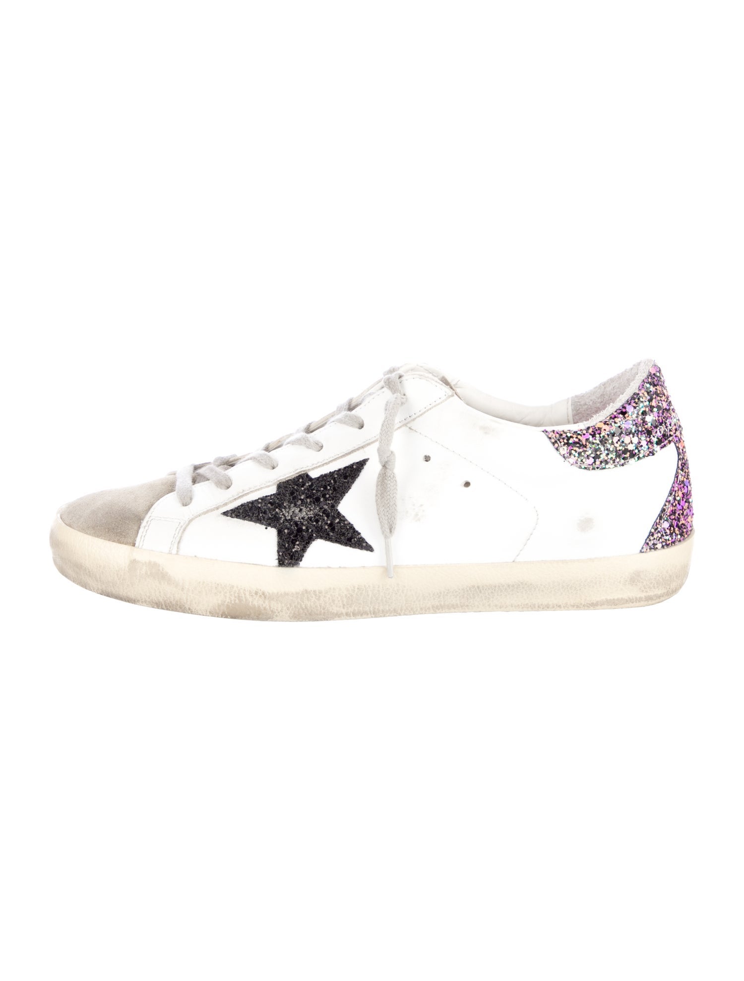 Golden Goose Leather Colorblock Pattern Sneakers