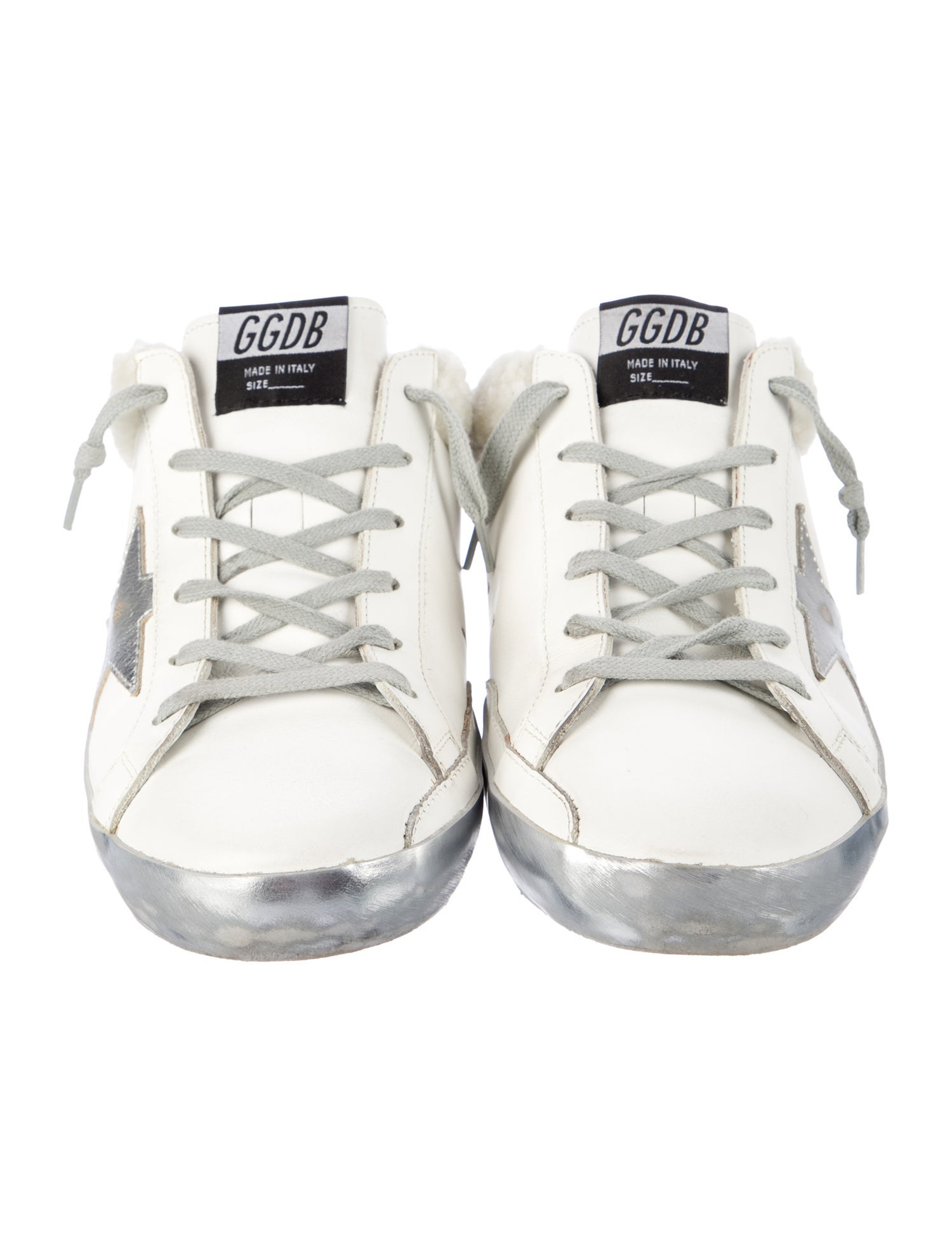 Golden Goose Leather Distressed Accents Slippers