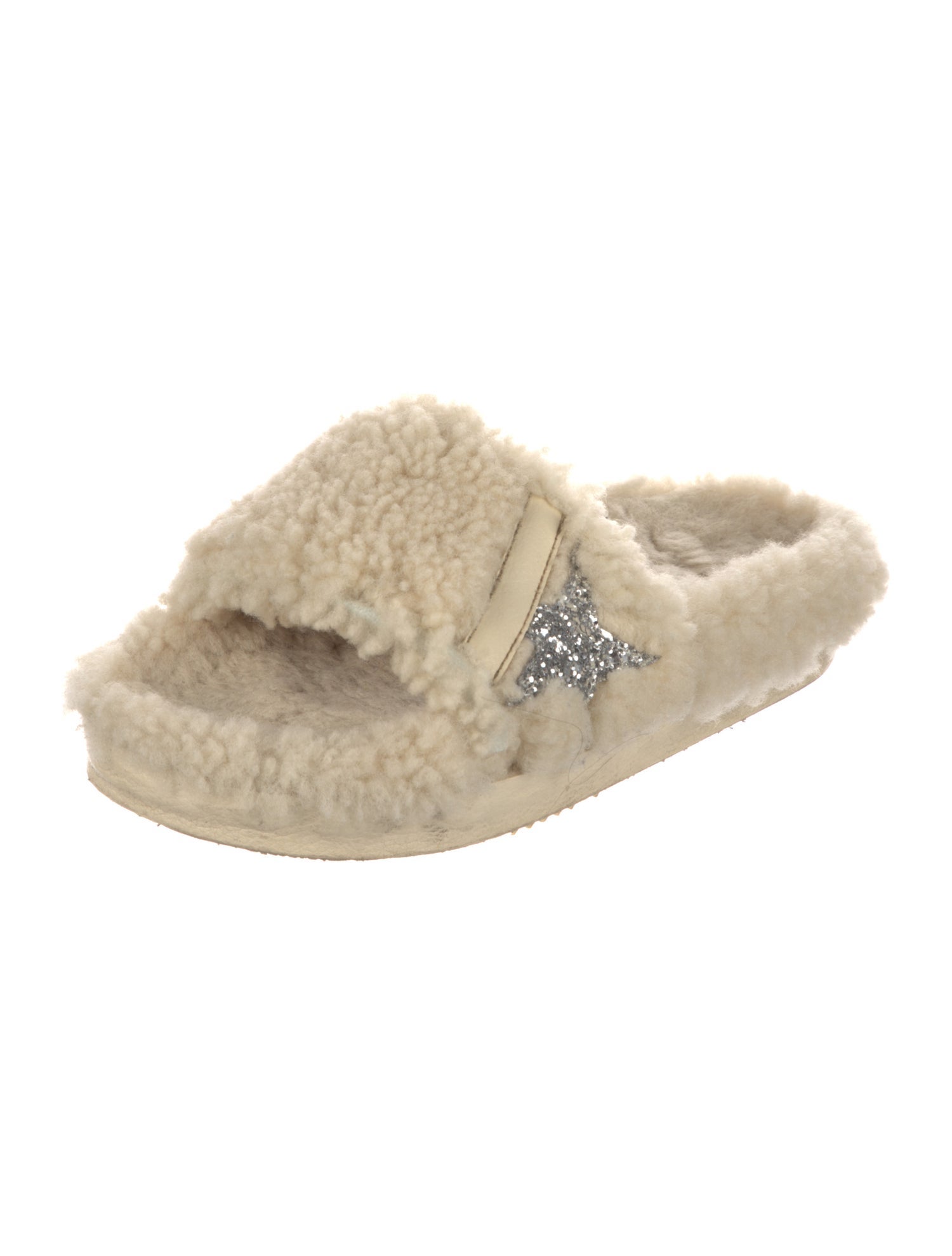 Golden Goose Shearling Glitter Accents Slides