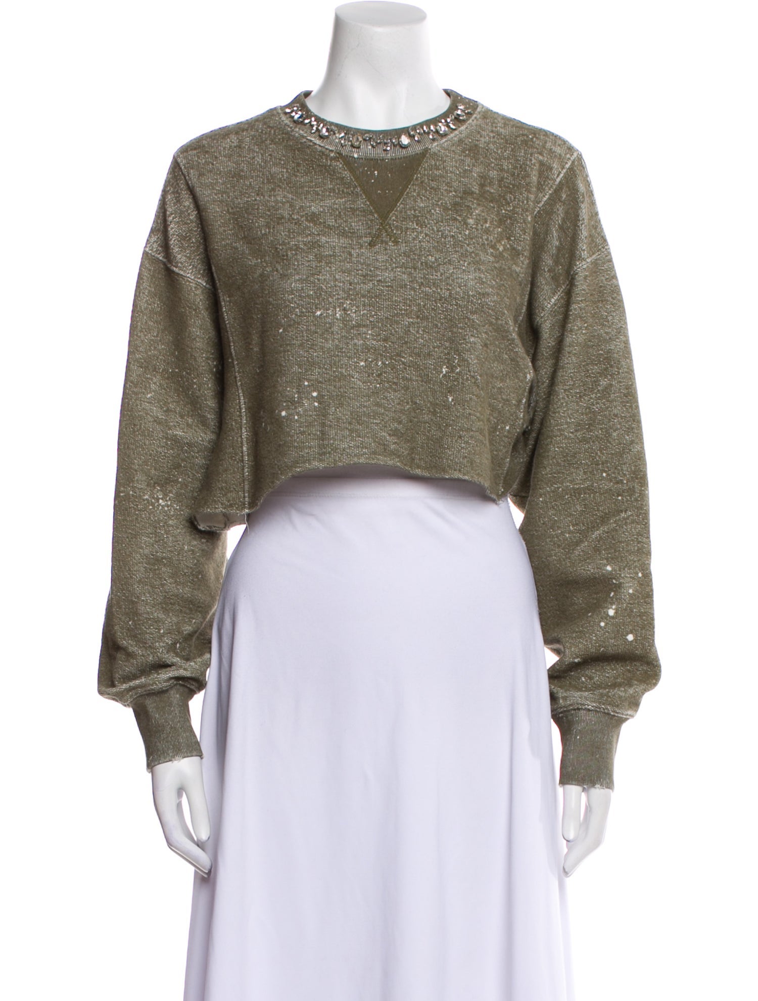 Golden Goose Crew Neck Long Sleeve Crop Top