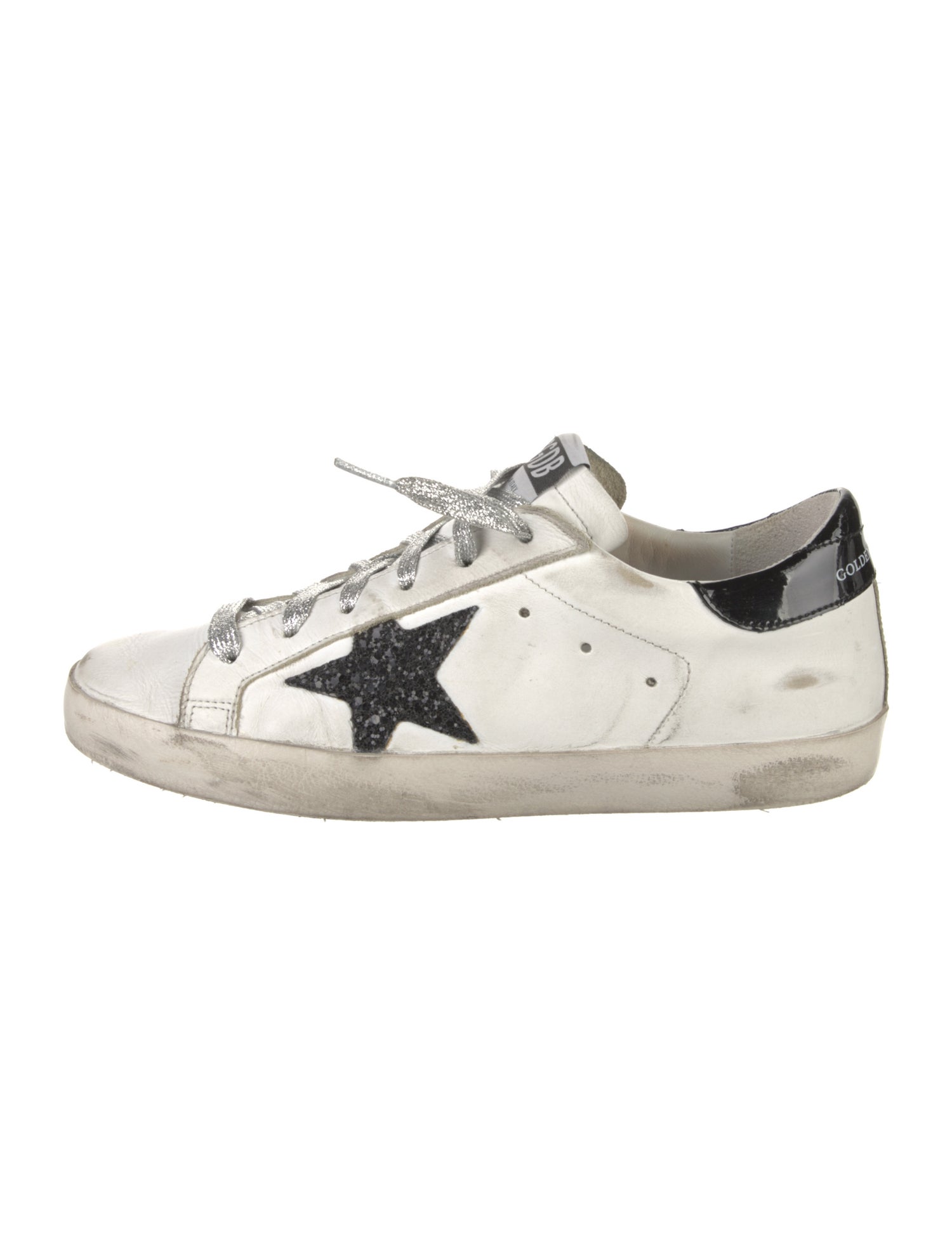 Golden Goose Leather Glitter Accents Sneakers