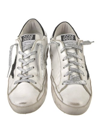 Golden Goose Leather Glitter Accents Sneakers