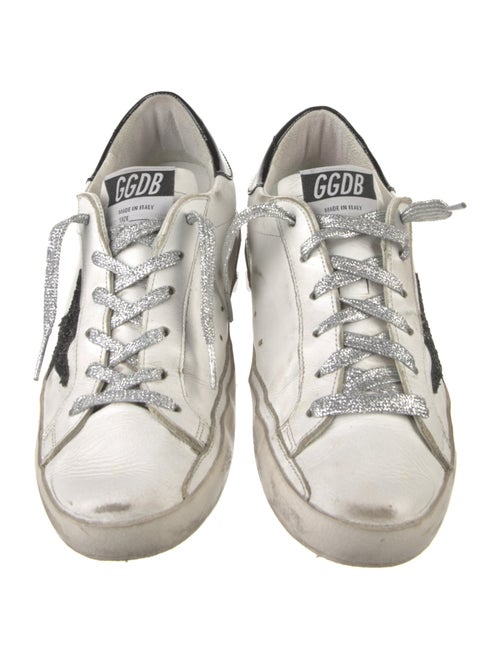 Golden Goose Leather Glitter Accents Sneakers