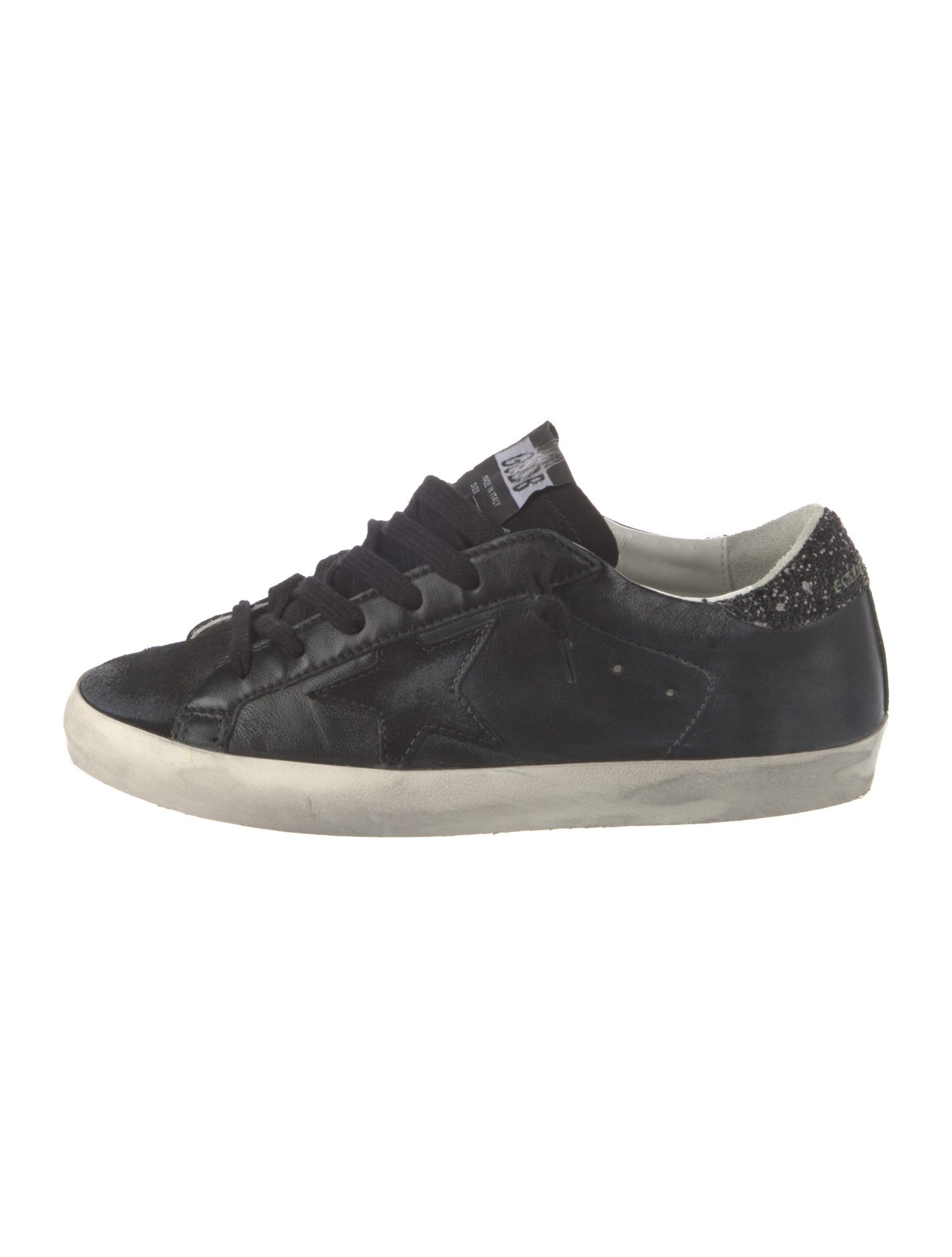 Golden Goose Leather Glitter Accents Sneakers