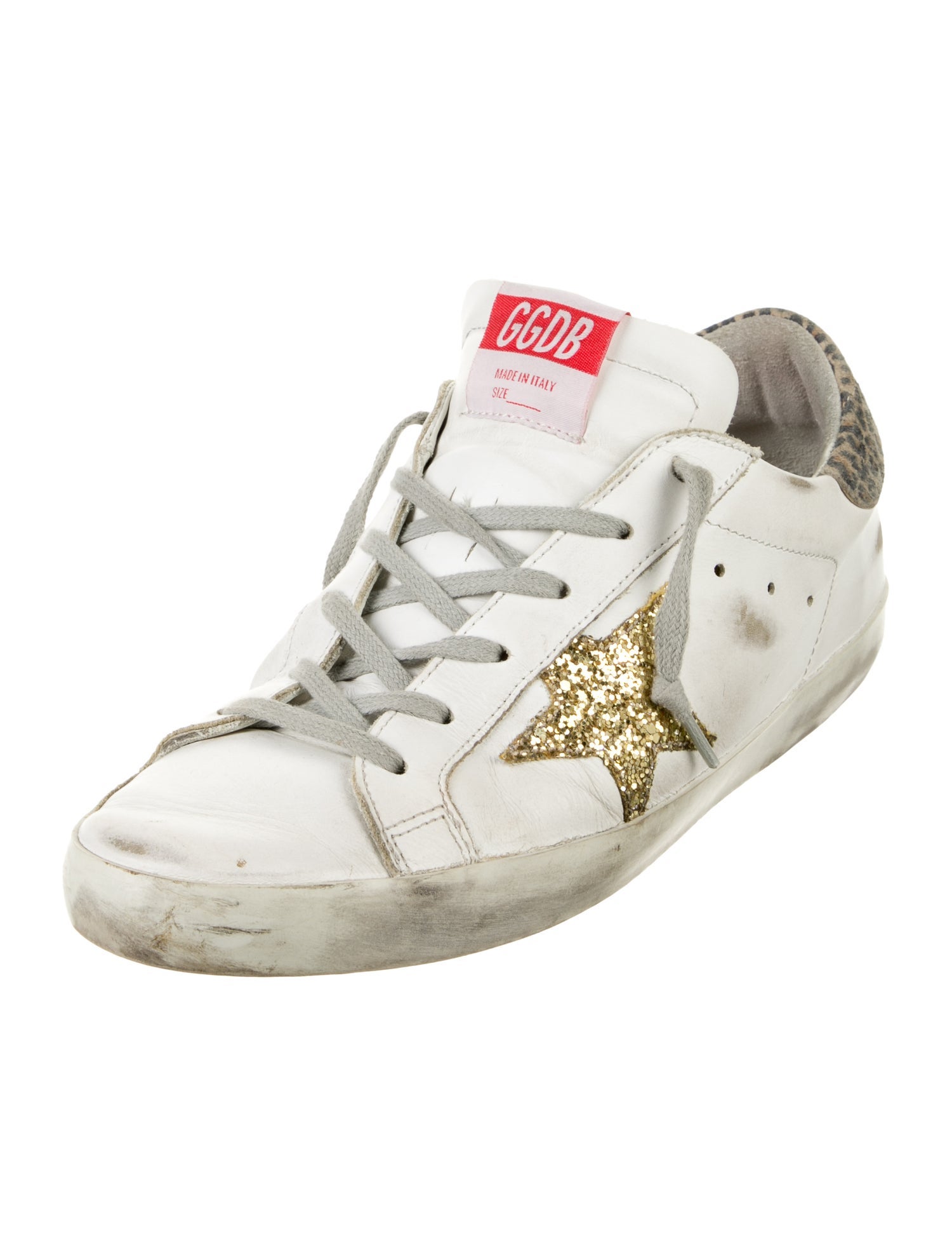 Golden Goose Leather Animal Print Sneakers