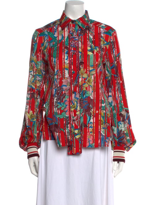 Golden Goose Printed Long Sleeve Button-Up Top