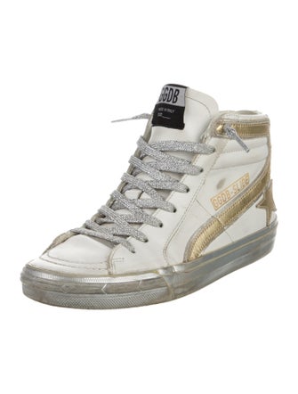 Golden Goose Leather Printed Sneakers