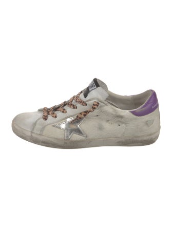 Golden Goose Leather Glitter Accents Sneakers