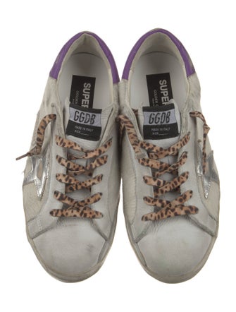 Golden Goose Leather Glitter Accents Sneakers