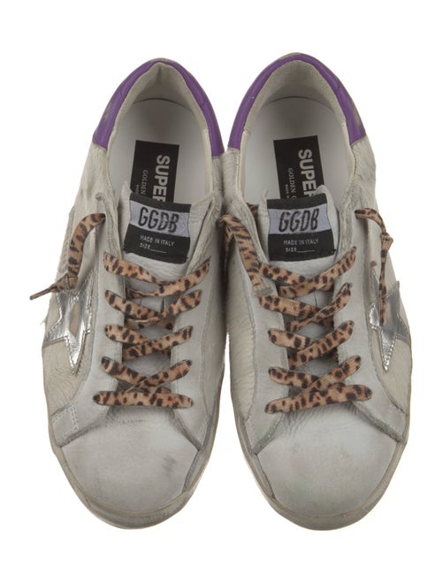 Golden Goose Leather Glitter Accents Sneakers