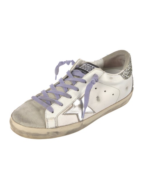 Golden Goose Leather Glitter Accents Sneakers