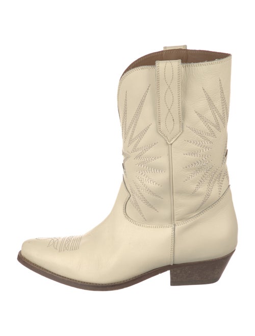 Golden Goose Leather Glitter Accents Western Boots