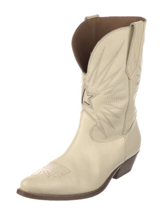Golden Goose Leather Glitter Accents Western Boots