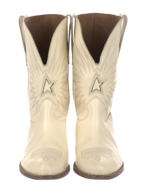 Golden Goose Leather Glitter Accents Western Boots