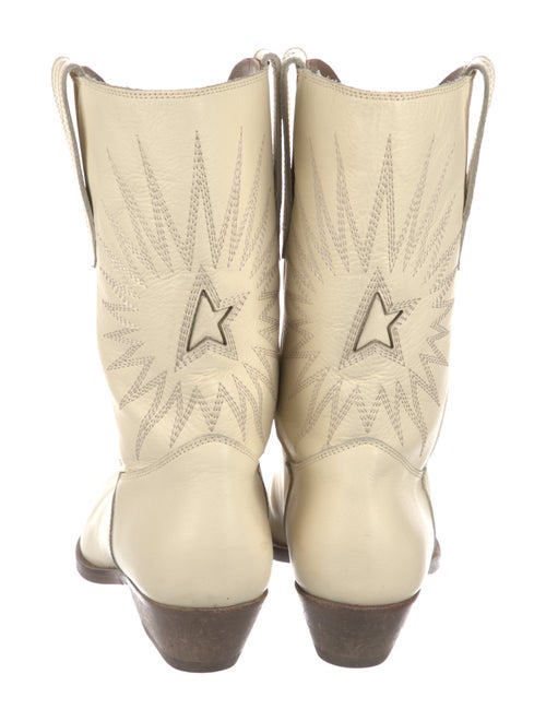 Golden Goose Leather Glitter Accents Western Boots