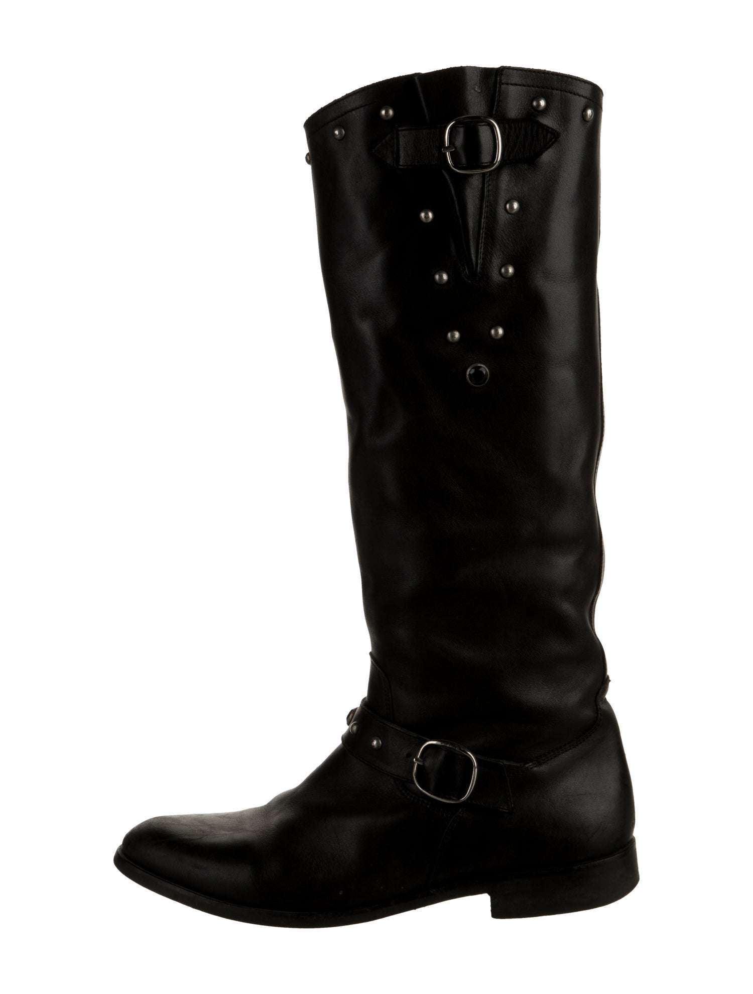 Golden Goose Leather Crystal Embellishments Riding Boots