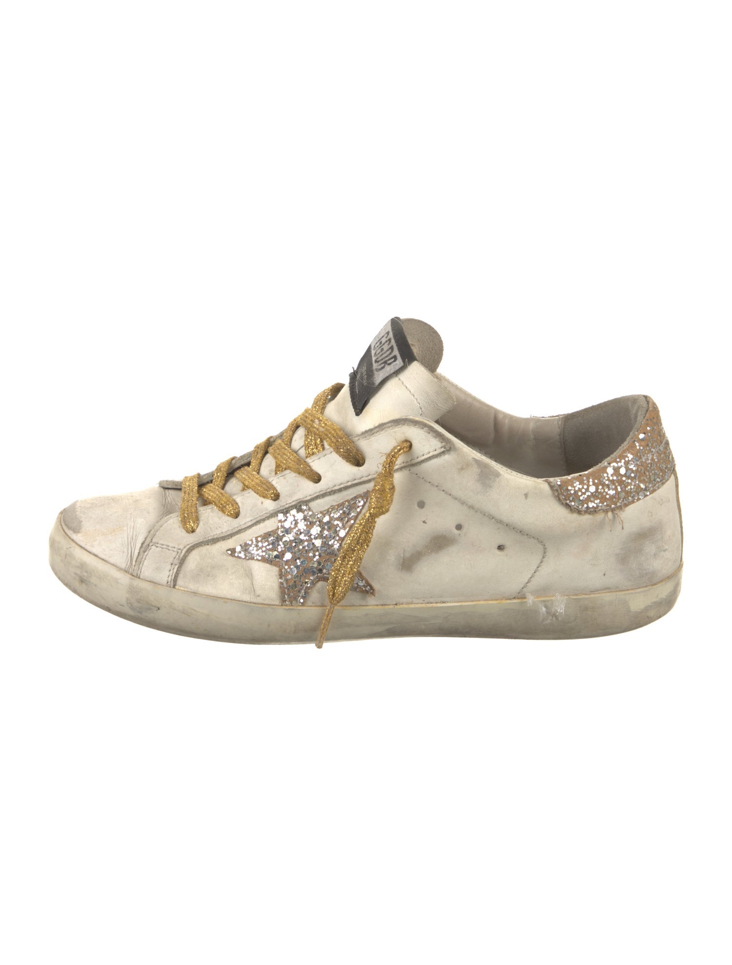 Golden Goose Leather Glitter Accents Sneakers