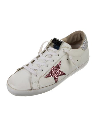 Golden Goose Leather Glitter Accents Sneakers